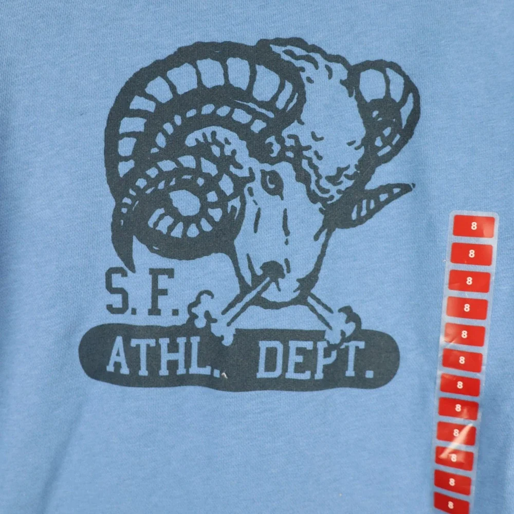 Gap Kids Sweatshirt Boys Medium 8 Blue S.F.‎ Athl Dept Ram Crew Pullover New